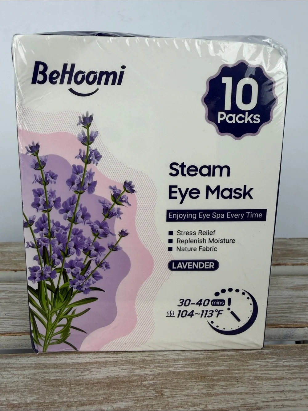 BeHoomi Lavender-scented Steam Eye Masks designed for relaxation & stress relief
